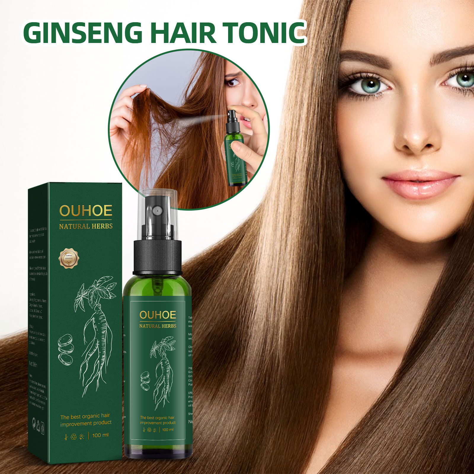 Nutrition And Fitness - Spray de soin capillaire au Ginseng